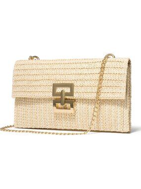 Women's Pearl White Beach Purse Envelope Woven Ladies Crossbody Shoulder Bags